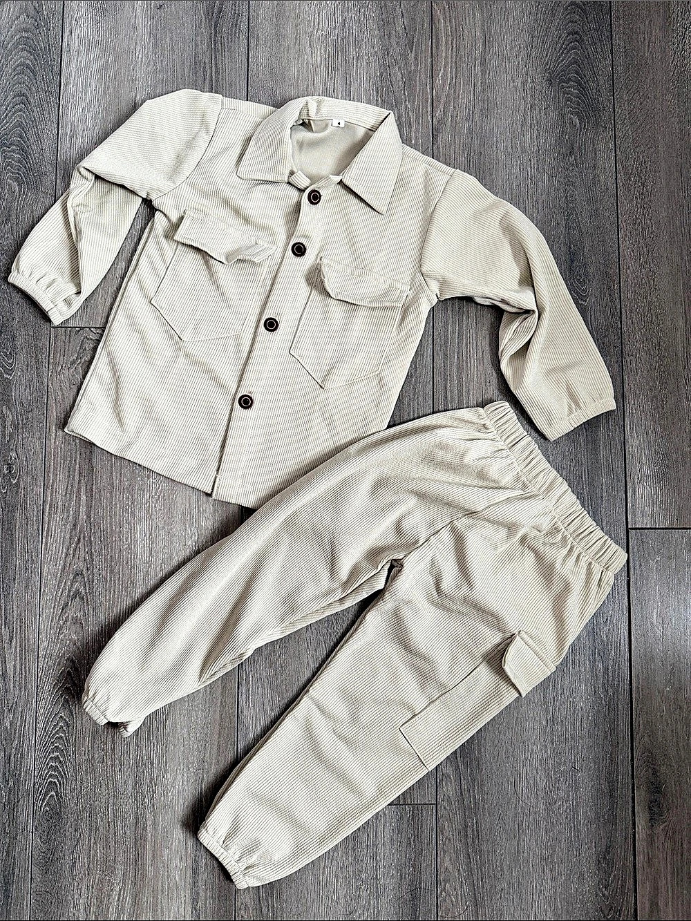 Baby Size 4 Ribbed Matching Set Cream